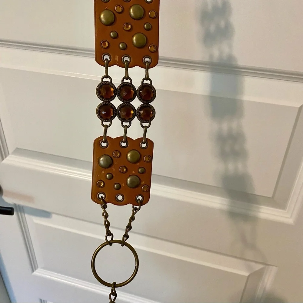 Moving Sale Brown and Brass Studded Slouchy Chain Belt
